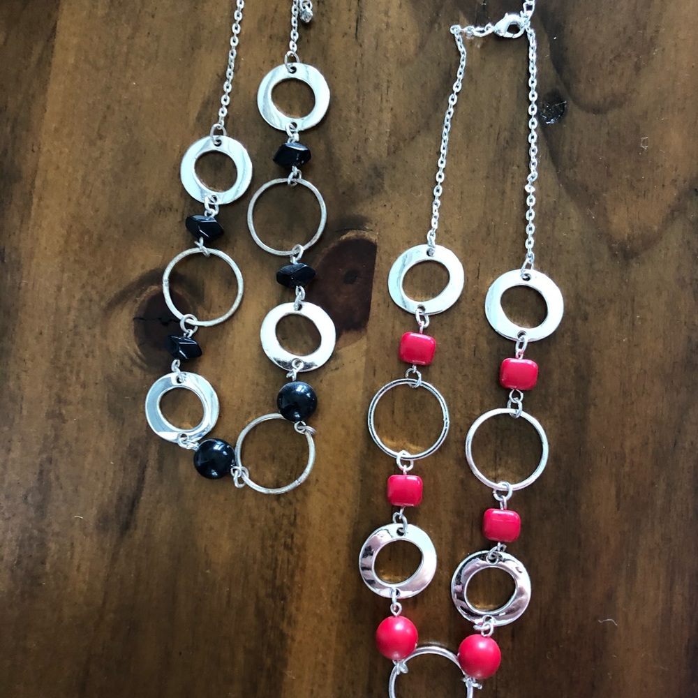 Black and red ring necklace